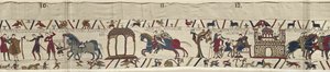 Envoys from Duke William are sent to Count Guy and return with a message, Bayeux Tapestry